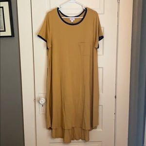 Lularoe Carly- mustard with navy piping Size XL